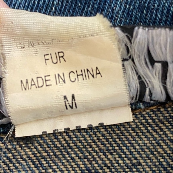 MIX It | Denim Sleeveless Vest w/ Rabbit Fur Trim | Size: Medium - Picture 8 of 9